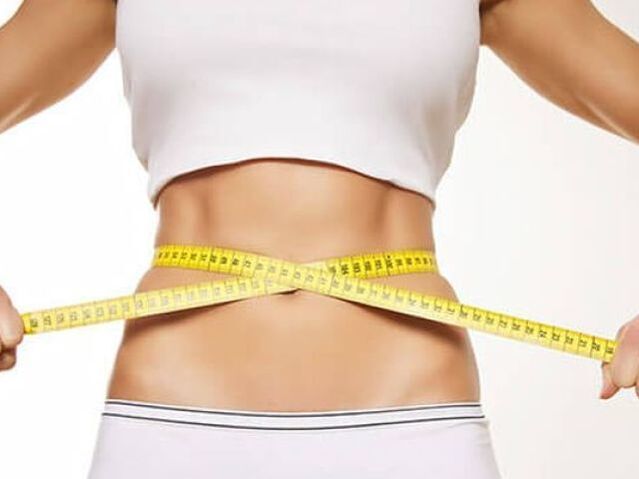 Waist with a centimeter ribbon